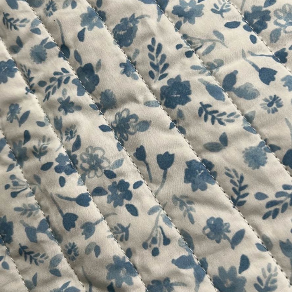 Martha Stewart Blue Floral Quilted Coverlet